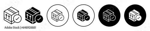 order receive icon. Product package received at home address symbol. Shopping box delivery vector. e commerce courier dispatch or pick up the parcel sign.