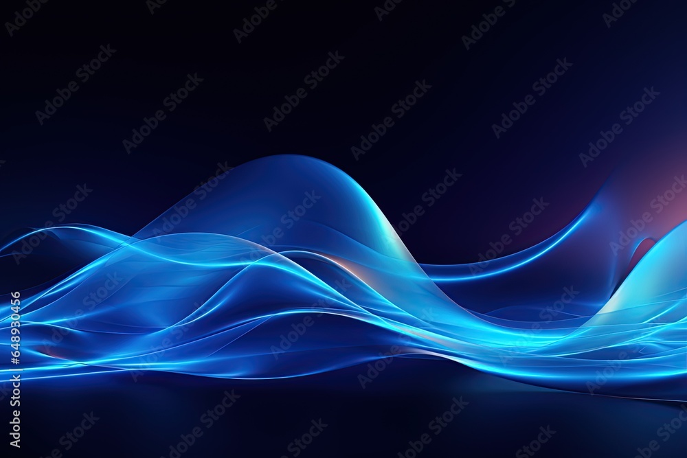 Dark abstract neon background, bright blue waves Dark abstract neon background, bright blue waves