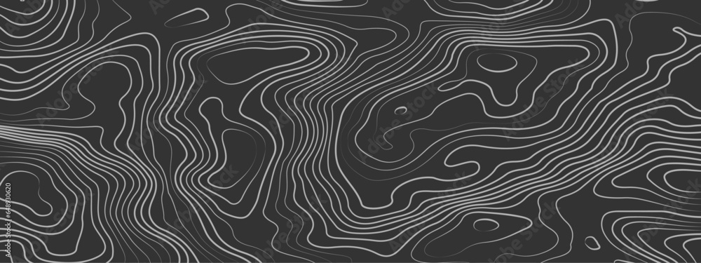 Abstract wavy topographic map. Abstract wavy and curved lines background. Abstract geometric topographic contour map background.	
