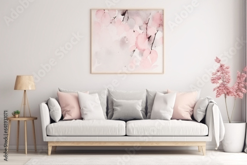 Minimalistic luxury interior design of modern living room  generative ai