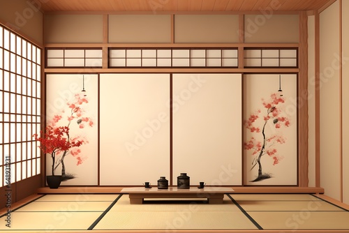 Japanese room style design interior.