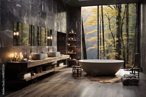 Interior design of modern bathroom  generative ai 