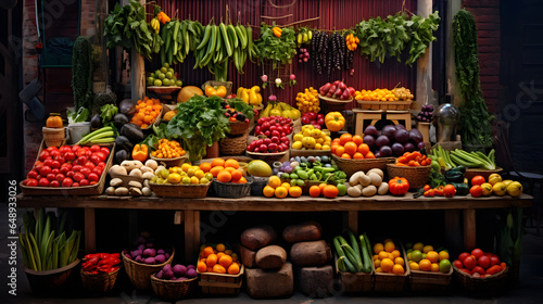 Explore a vibrant and colorful fruit and vegetable market, a feast for the eyes and taste buds.