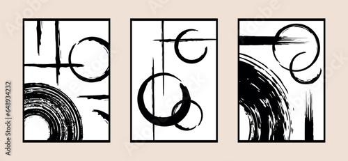 abstract brush strokes poster set, vector illustration, minimalist design, A3 prints and backgrounds 