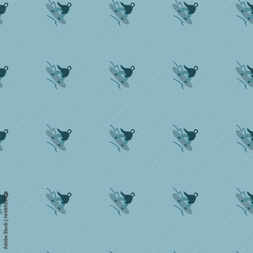 Snowboarders on the slope. Winter sports seamless pattern. Snowboarders on the slope. Winter sports seamless pattern.