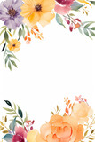Floral flower frame white background with copy space