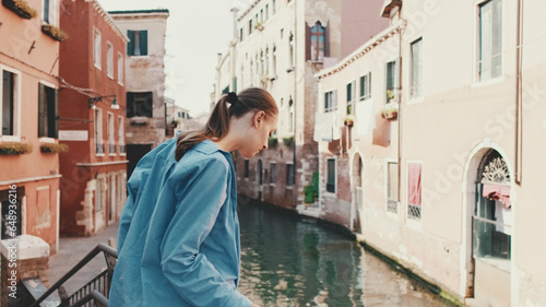 Young female tourist walking in Venice