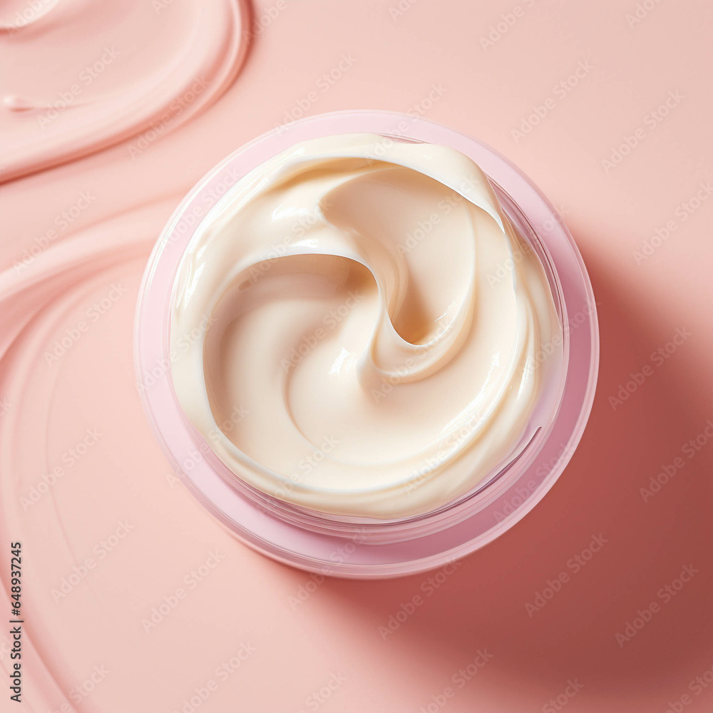 Beauty cream close-up on a pink color background Beauty cream close-up on a pink color background