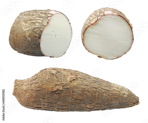 Yucca cassava roots, isolated on white