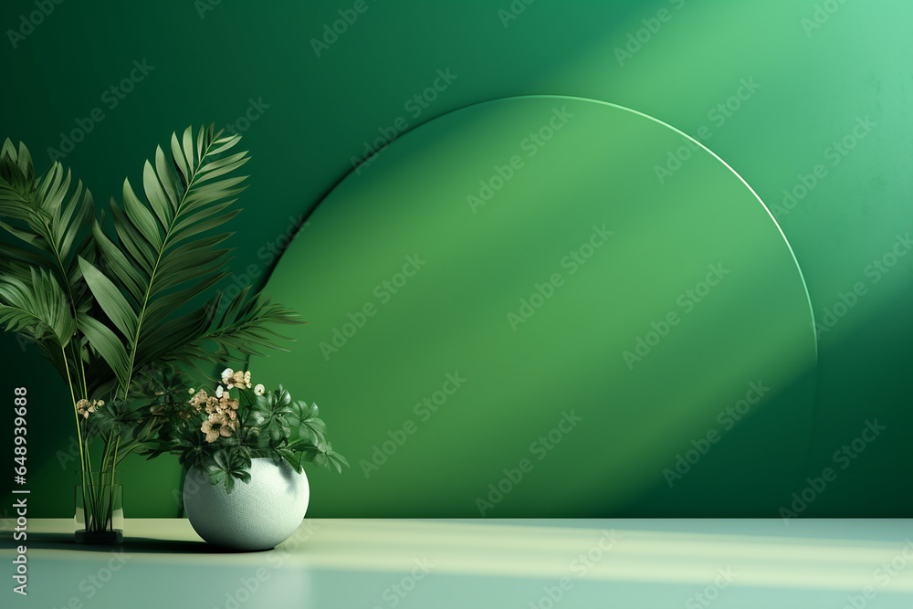 An abstract green studio background