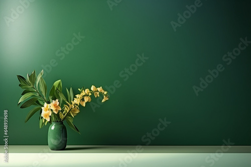 An abstract green studio background