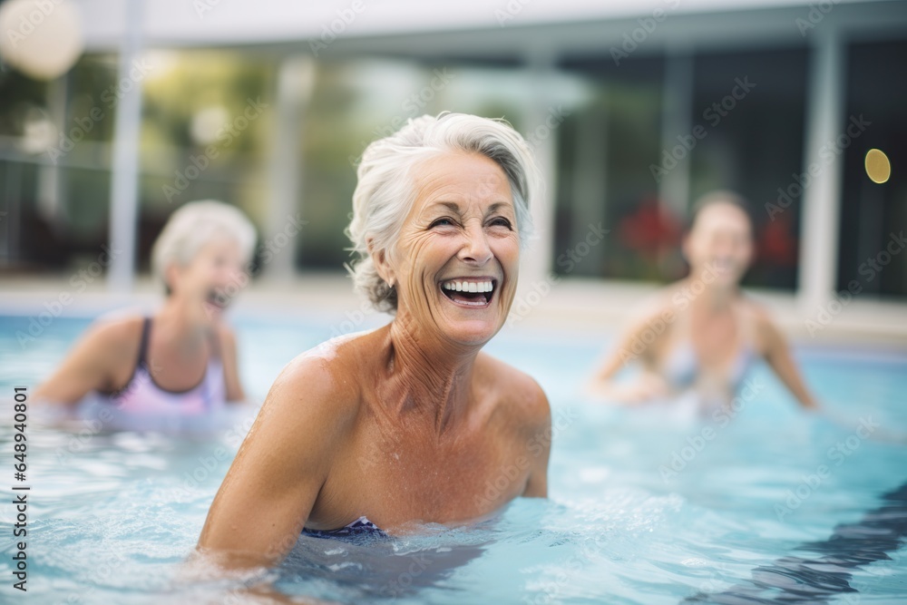 Senior women exercising in a swimming pool