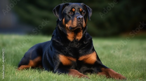 playful rottweiler on the grass, at the park, in the yard © PawsomeStocks