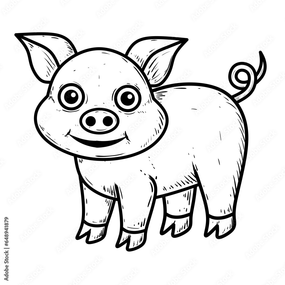 Fototapeta premium Illustration of Cute pig cartoon