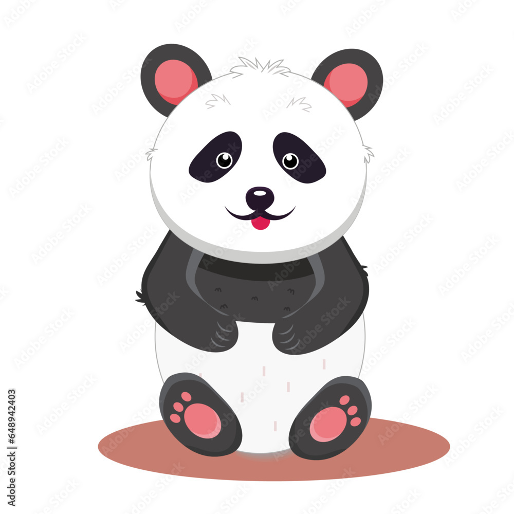 Panda bear in flat cartoon style Panda bear in flat cartoon style