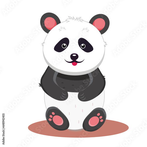 Panda bear in flat cartoon style
