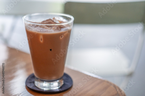 A glass of iced chocolate on the table