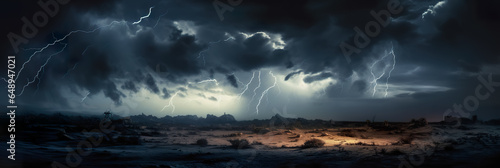 Błysk burzy z błyskawicami na nocnym niebie. Koncepcja na temat pogody, kataklizmów (huragan, tajfun, tornado, burza)
