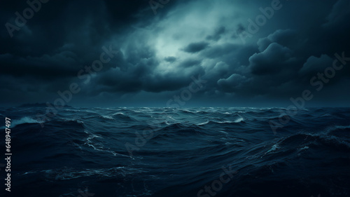 Fotografia A dark and dramatic ocean scene with waves and clouds