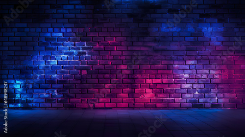 Lighting Effect red and blue on brick wall for background party happiness concept   For showing products or placing products