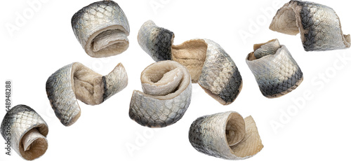 Salted herring rolls isolated