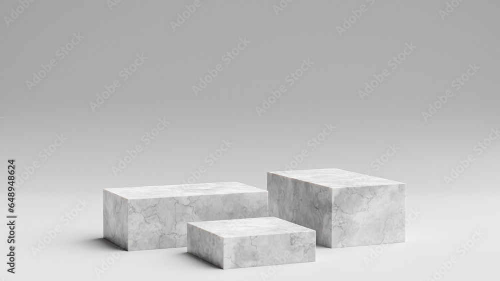 Cubic Podium or Pedestal with Marble Texture on Gray Color Vibe for Clean Product Presentation or Product Display 3d Rendered Cubic Podium or Pedestal with Marble Texture on Gray Color Vibe for Clean Product Presentation or Product Display 3d Rendered