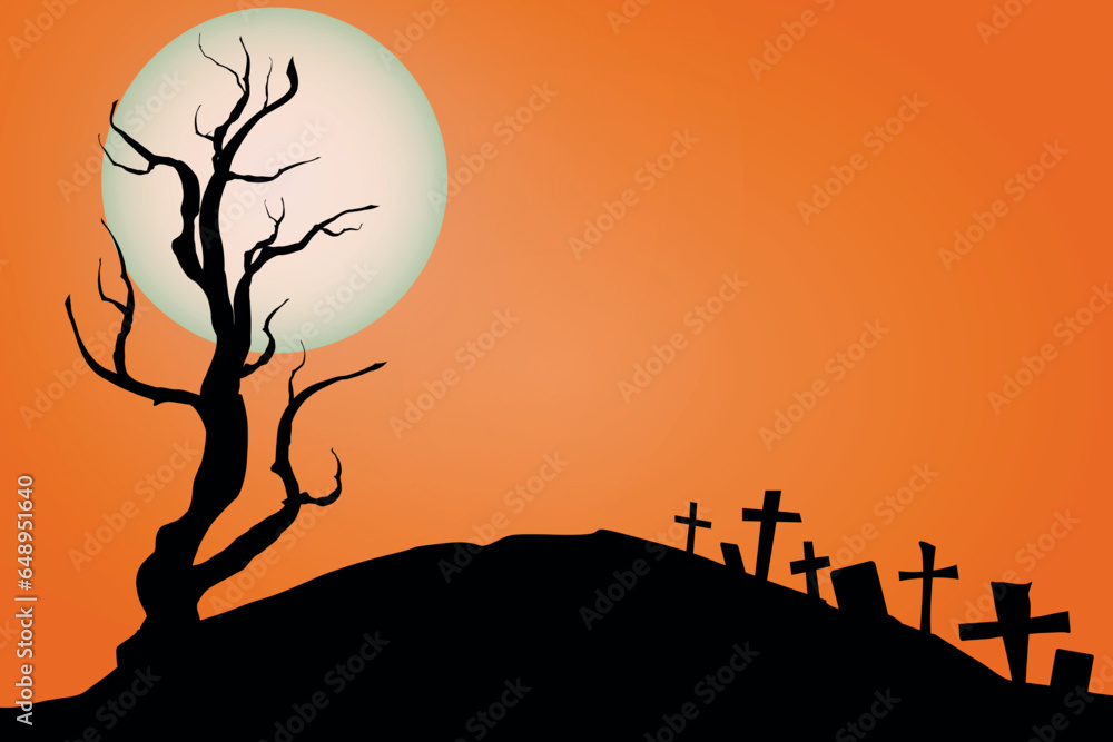halloween silhouette vector flat background, black orange halloween halloween silhouette vector flat background, black orange halloween