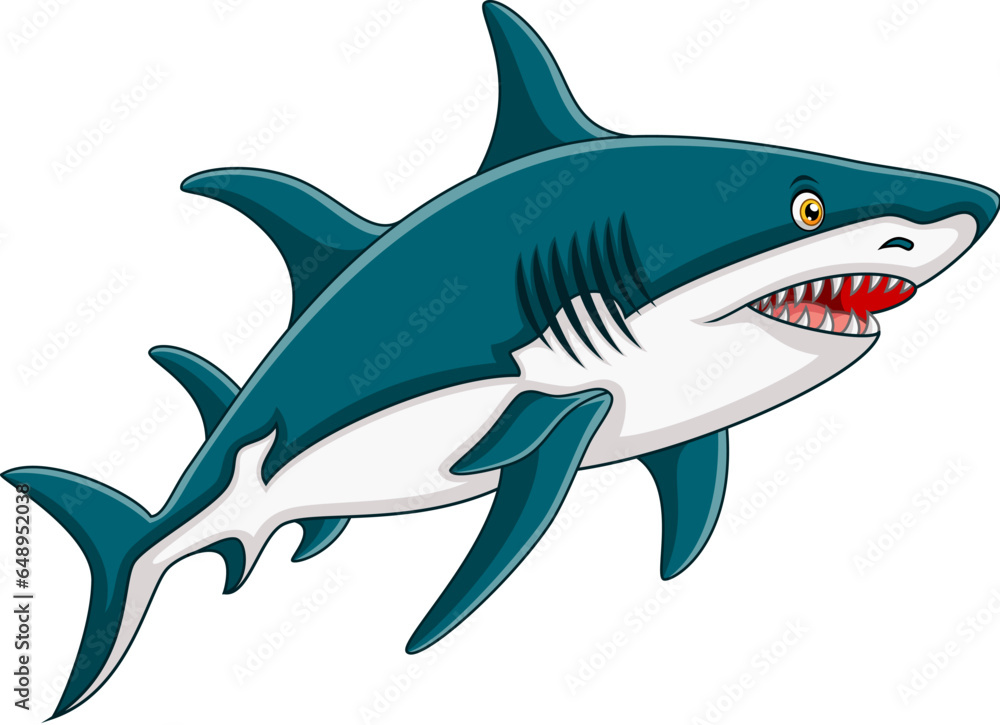 Obraz premium A shark coming out of the sea. Vector illustration