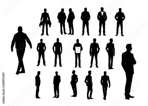Man silhouette, man standing vector silhouette on white background
