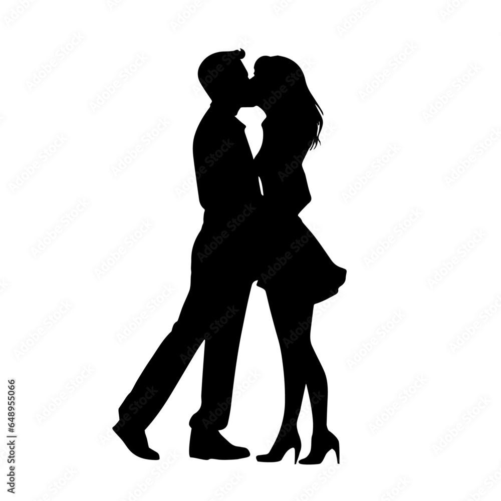 Kissing couple, couple are kissing. Couple loving people silhouettes