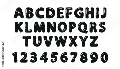 Playful Black And White Font In Bubble Gum Style, Exudes A Fun, Youthful Vibe, Making It Perfect For Creative Designs photo