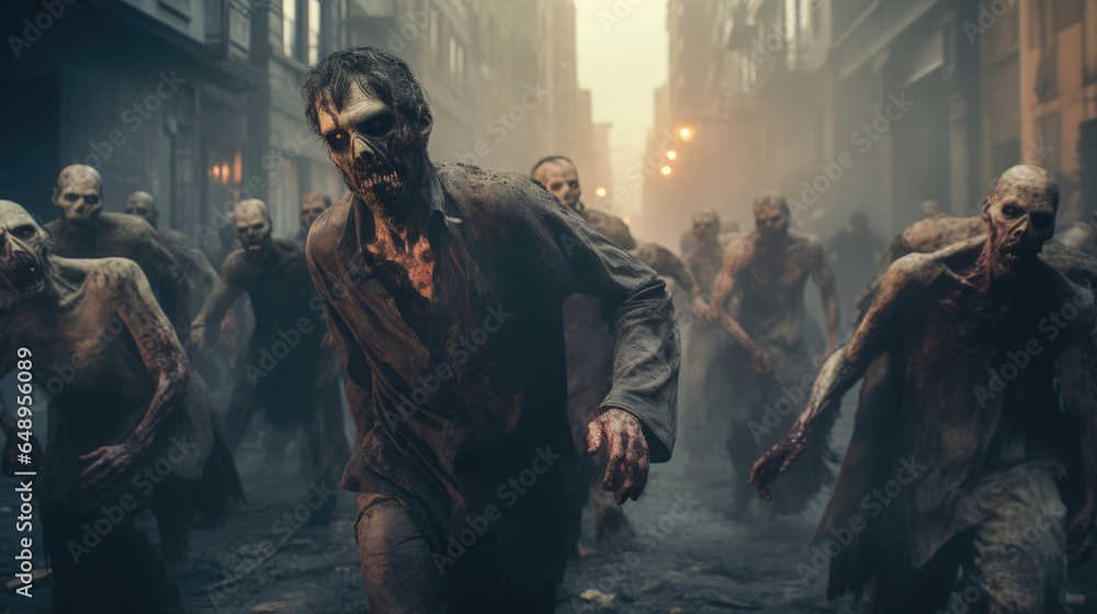 Halloween Zombies with Concept Art Style A Fantasy and Horror Illustration