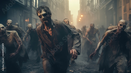Halloween Zombies with Concept Art Style A Fantasy and Horror Illustration photo