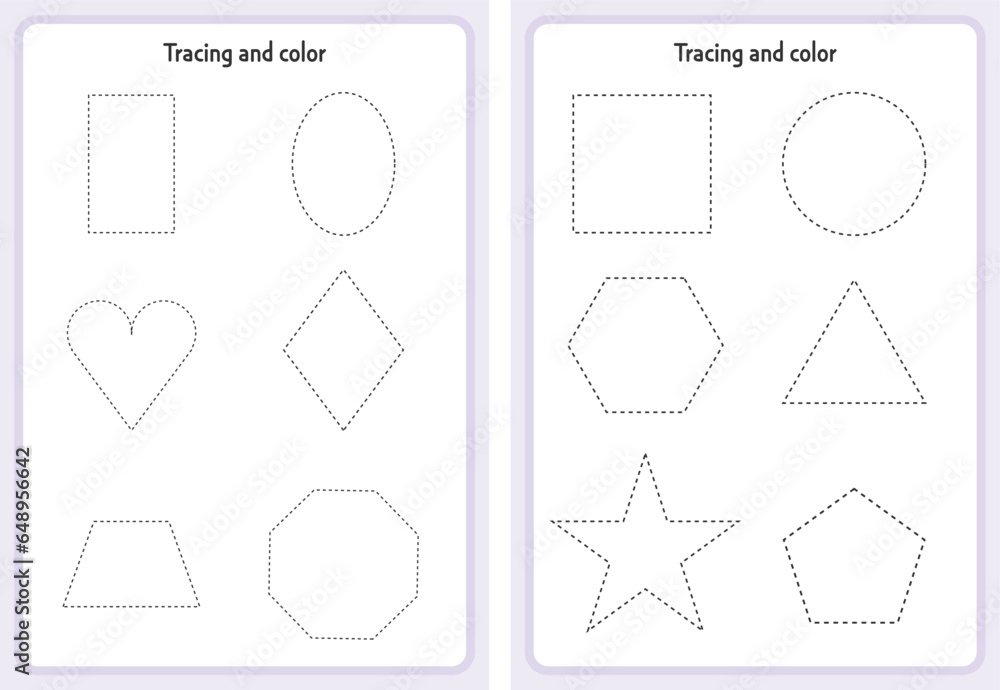 Basic Tracing and coloring for kids. Preschool tracing and coloring