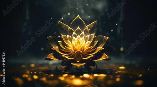 Wallpaper Mural Golden Lotus Flower on Black Background A Stunning Illustration of Meditation Torontodigital.ca