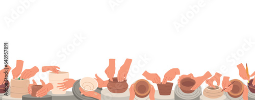Seamless Pattern Featuring Hands Skillfully Crafting Pottery, Capturing The Artistry And Creativity Of Potter Touch