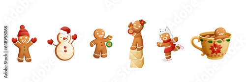 Funny Christmas Cookie Character Gingerbread Man Family Set 