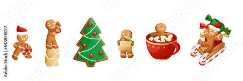 Funny Christmas Cookie Character Gingerbread Man Family Set 