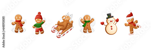 Funny Christmas Cookie Character Gingerbread Man Family Set 