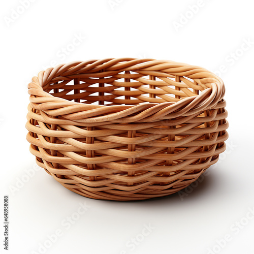 3D illustration of bushel basket isolated on white background. Made in a traditional way using materials such as wood, rattan and bamboo.