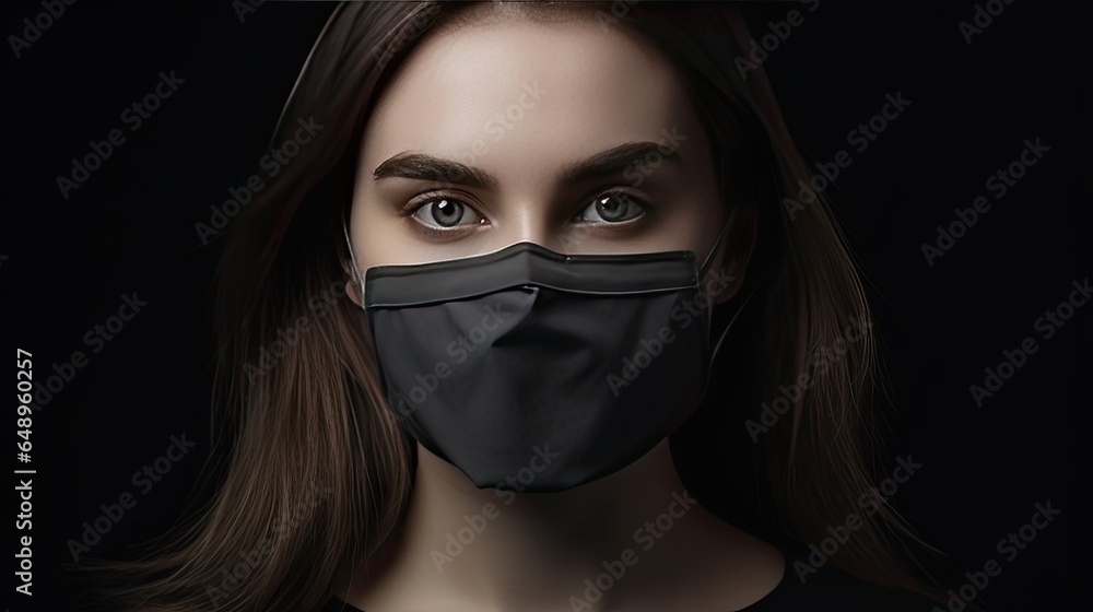 Woman Wearing Blank Face Mask Woman Wearing Blank Face Mask