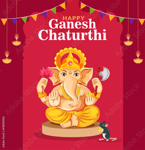 Ganesh Chaturthi festival celebration banner design template