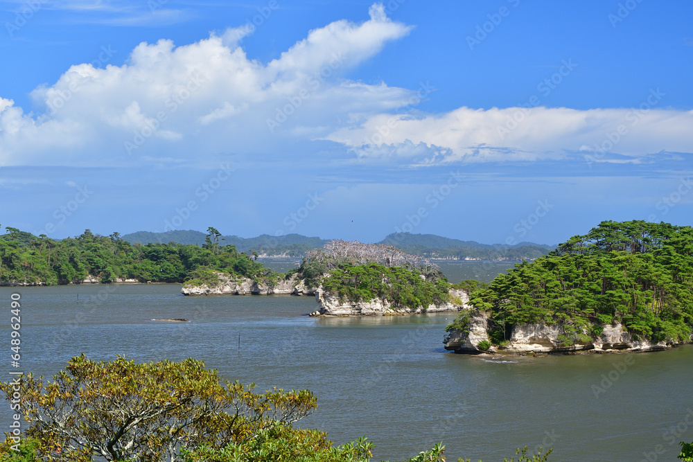 Matsushima, Miyagi Prefecture, Japan. View from Fukuura Island on the Matsushima coast. August 9, 2023.