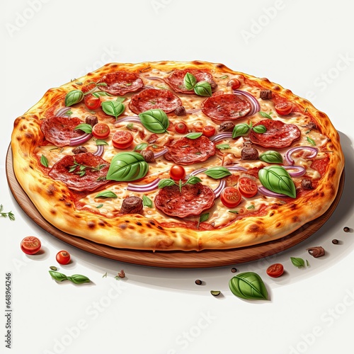 mix pizza illustration on a whhite background photo