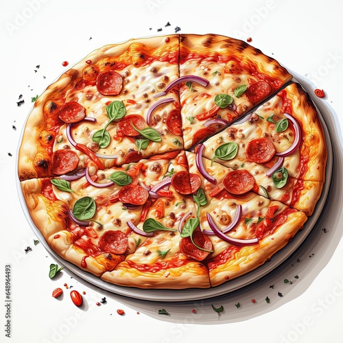 mix pizza illustration on a whhite background photo