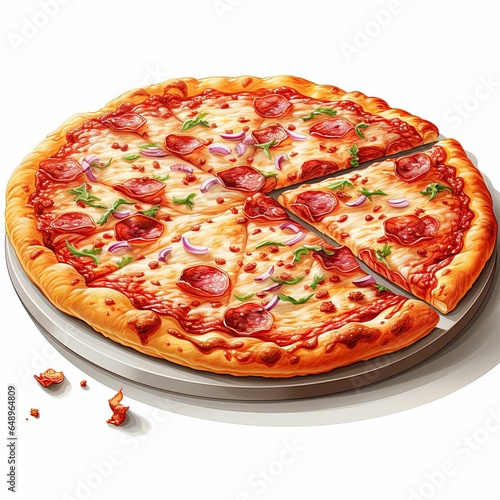 mix pizza illustration on a whhite background photo