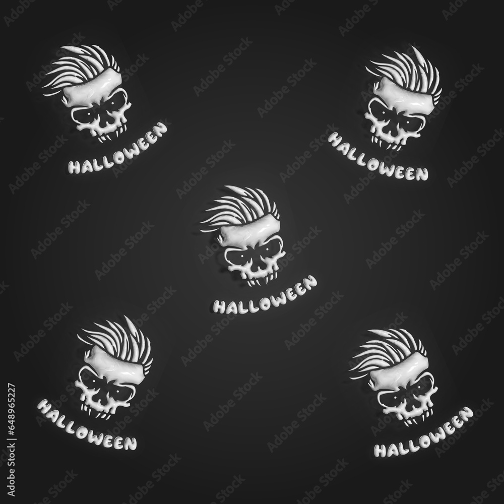 Skull 3d pattern. White skeleton. Background with head. Halloween. All Hallows' Eve. Skull 3d pattern. White skeleton. Background with head. Halloween. All Hallows' Eve.