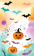 Crédence de cuisine  Watercolor halloween background in kids style.  © Milano
