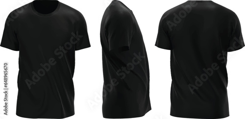 3D Realistic Editable BASIC TSHIRT MERCH TEMPLATE VECTOR DESIGN Unisex front and back Black