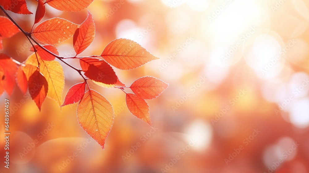 Autumn branch with blurred background and Copy Space. Light and Soft bokeh. Generative AI Autumn branch with blurred background and Copy Space. Light and Soft bokeh. Generative AI